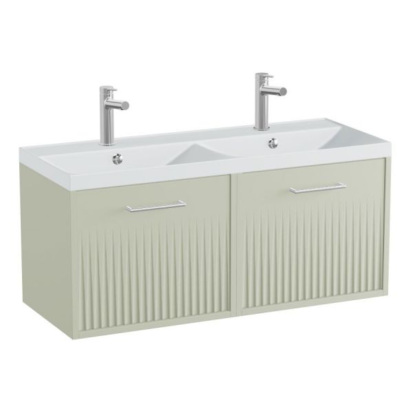 Vado Safari Wall Hung Sage Green Fluted Vanity Unit 1000mm