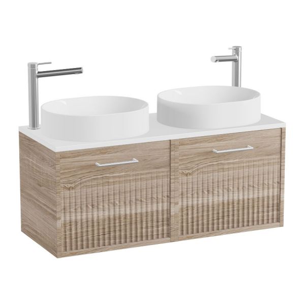Vado Safari Wall Hung Natural Oak Fluted Vanity Unit 1000mm #2