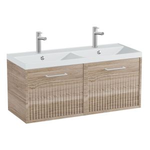 Vado Safari Wall Hung Natural Oak Fluted Vanity Unit 1000mm