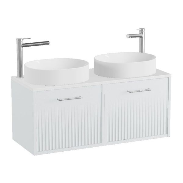 Vado Safari Wall Hung Arctic White Fluted Vanity Unit 1000mm #2