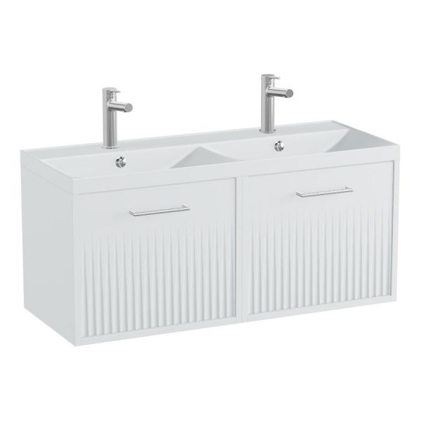 Vado Safari Wall Hung Arctic White Fluted Vanity Unit 1000mm