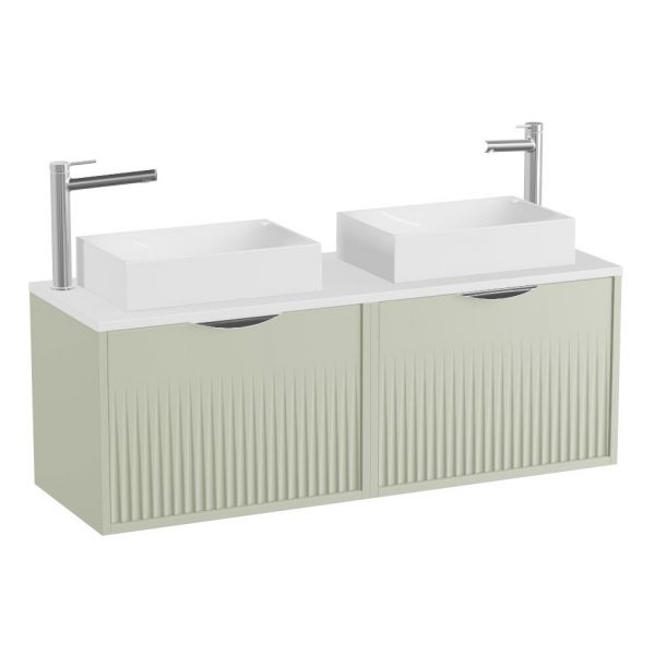 Vado Safari Wall Hung Sage Green Fluted Vanity Unit 1200mm #2