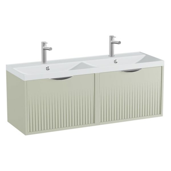 Vado Safari Wall Hung Sage Green Fluted Vanity Unit 1200mm