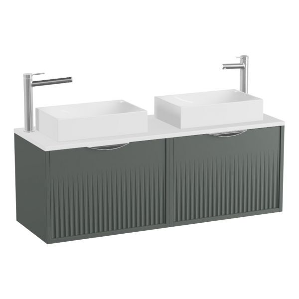 Vado Safari Wall Hung Charcoal Grey Fluted Vanity Unit 1200mm #2