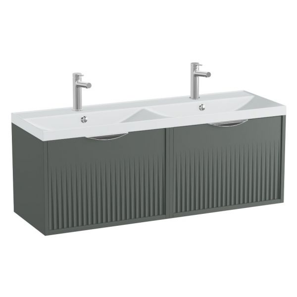 Vado Safari Wall Hung Charcoal Grey Fluted Vanity Unit 1200mm