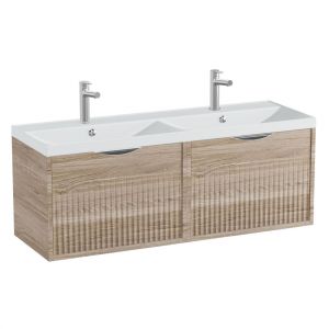 Vado Safari Wall Hung Natural Oak Fluted Vanity Unit 1200mm