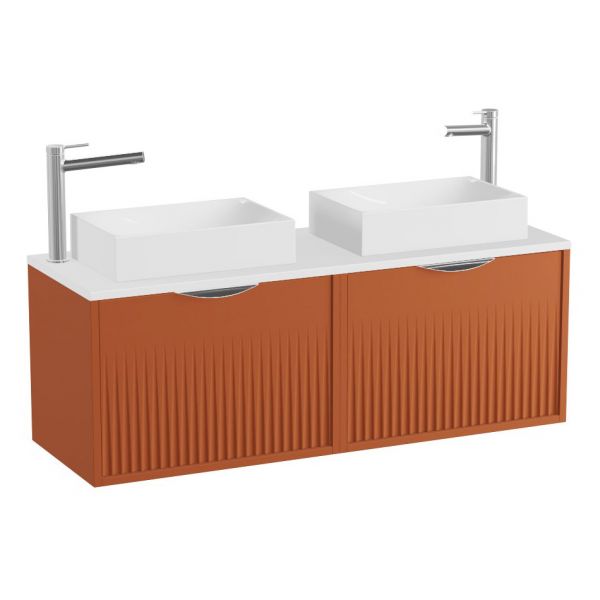 Vado Safari Wall Hung Terracotta Fluted Vanity Unit 1200mm #2