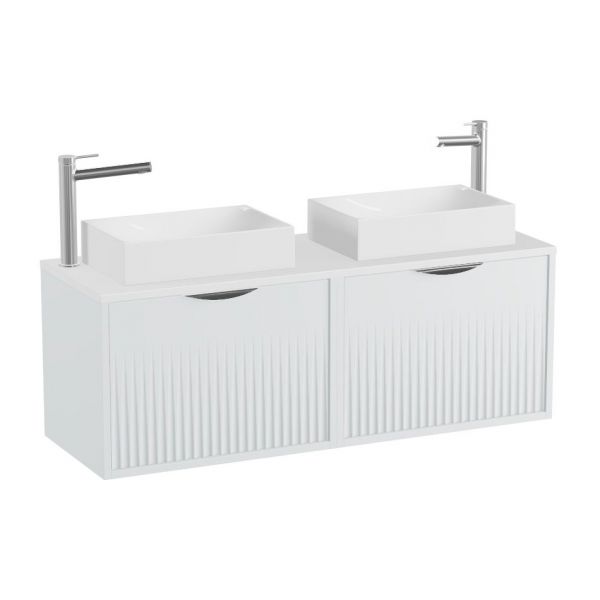Vado Safari Wall Hung Arctic White Fluted Vanity Unit 1200mm #2