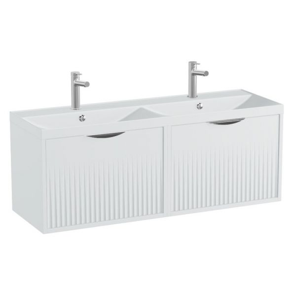 Vado Safari Wall Hung Arctic White Fluted Vanity Unit 1200mm