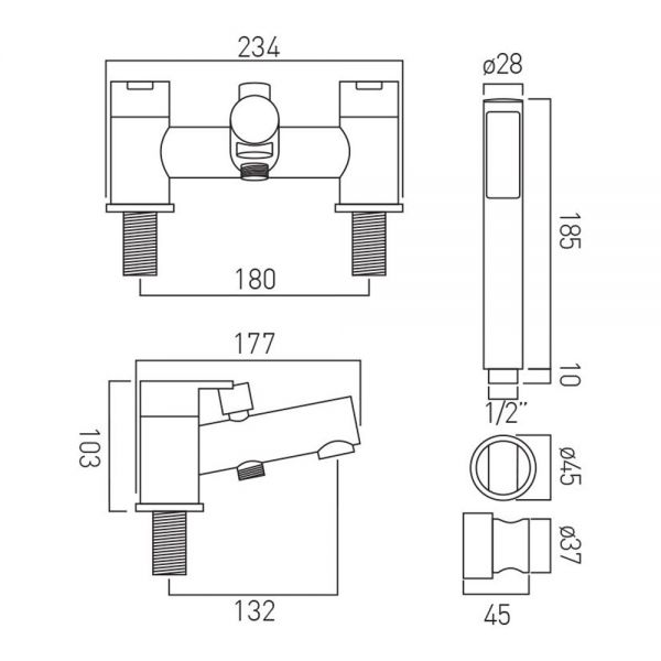 Vado Sense Chrome Bath Shower Mixer Tap #3