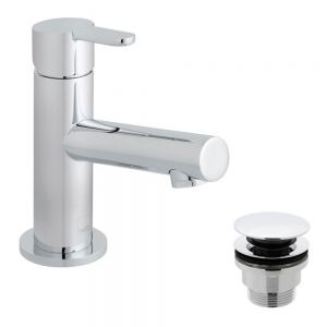 Vado Sense Chrome Mini Basin Mixer Tap with Universal Waste