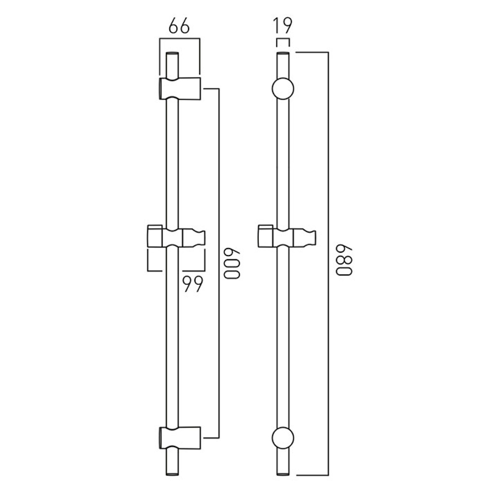 Vado Space Slide Rail Kit 600mm WGSPACERKDBCP
