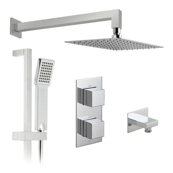 Vado Tablet Notion Chrome 2 Outlet Thermostatic Shower Pack with Riser Rail