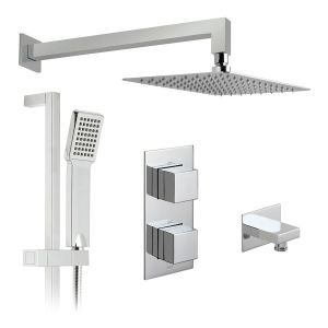Vado Tablet Notion Chrome 2 Outlet Thermostatic Shower Pack with Riser Rail