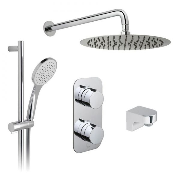 Vado Tablet Altitude Chrome 2 Outlet Thermostatic Shower Pack with Riser Rail