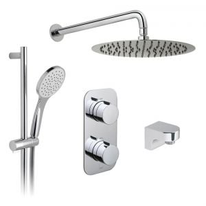 Vado Tablet Altitude Chrome 2 Outlet Thermostatic Shower Pack with Riser Rail