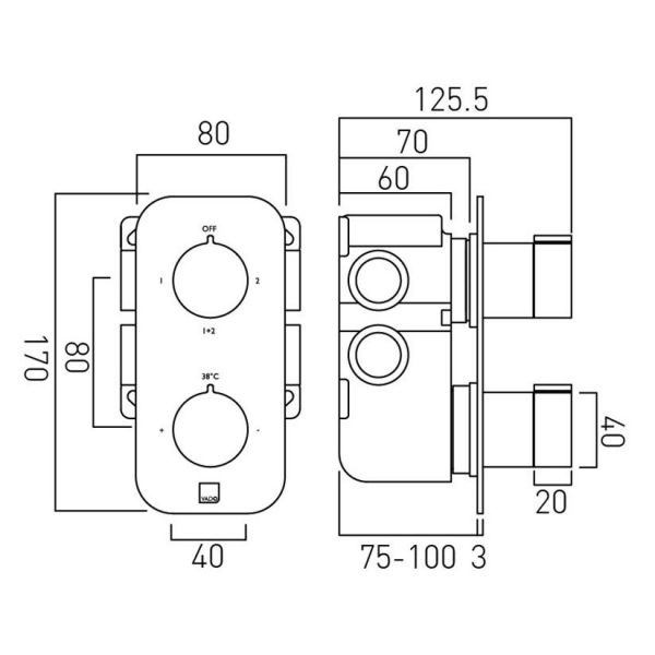 Vado Tablet Altitude Chrome 2 Outlet Thermostatic Shower Valve #3