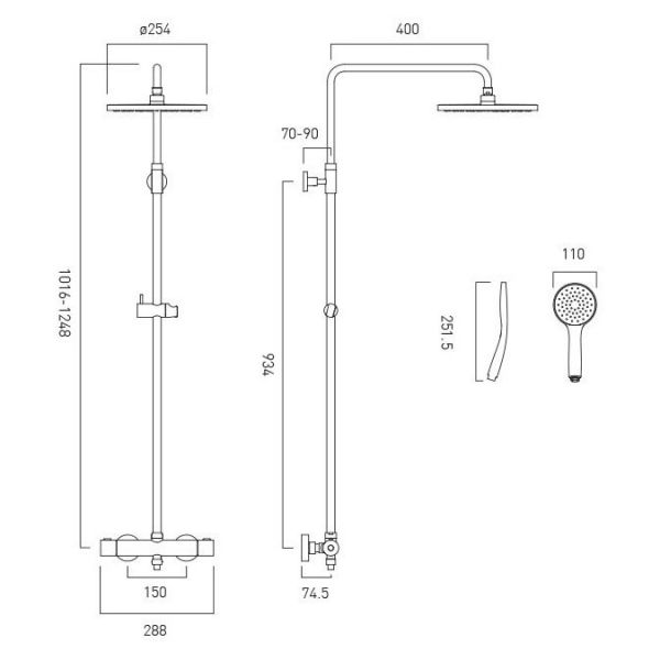 Vado Velo Round Chrome Thermostatic Shower Column #3