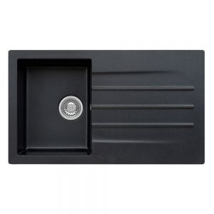 Reginox Valence Black Silvery Inset Single Bowl Granite Kitchen Sink 860 x 500mm