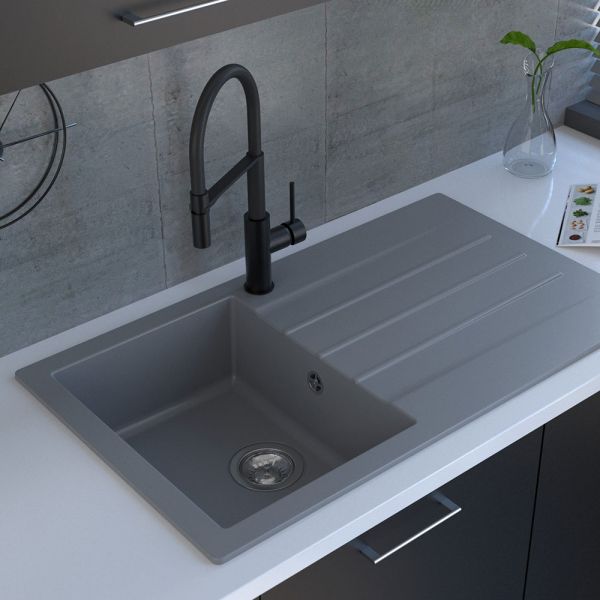 Reginox Valence Grey 1 Bowl Granite Kitchen Sink 860 x 500mm #3