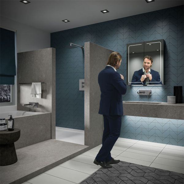 hib. Vapor 60 Aluminium LED Two Door Bathroom Cabinet #2