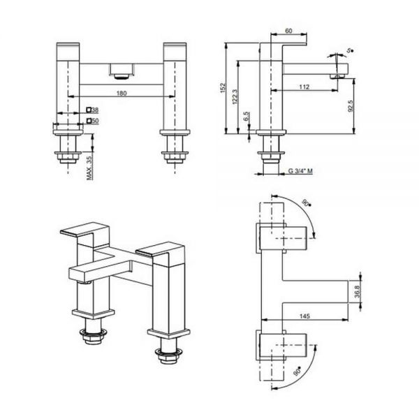 Vema Lys Chrome Bath Filler Tap #2