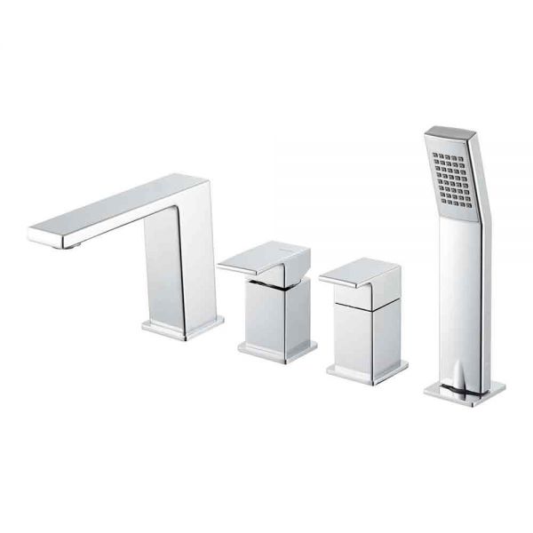 Vema Lys Chrome Deck Mounted 4 Hole Bath Shower Mixer Tap