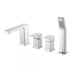 Vema Lys Chrome Deck Mounted 4 Hole Bath Shower Mixer Tap