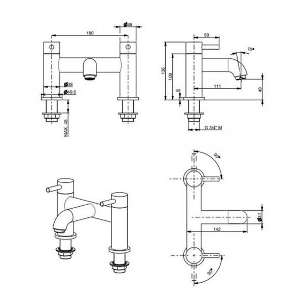 Vema Maira Matt Black Bath Filler Tap #2