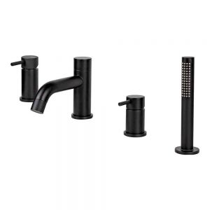 Vema Maira Matt Black Deck Mounted 4 Hole Bath Shower Mixer Tap