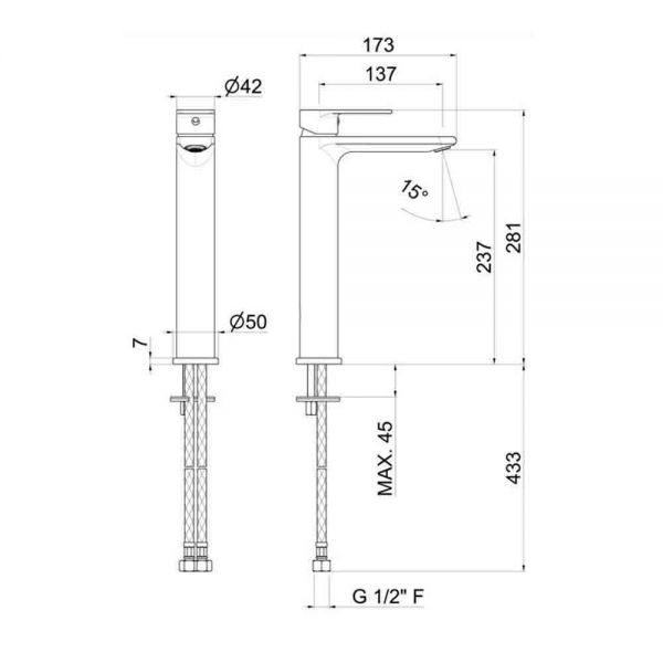 Vema Timea Chrome Tall Basin Mixer Tap #2