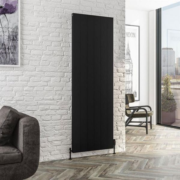 Eastbrook Vesima 1800 x 603 Matt Black Aluminium Designer Radiator #2