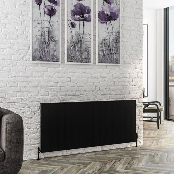 Eastbrook Vesima 600 x 1403 Matt Black Aluminium Designer Radiator #2