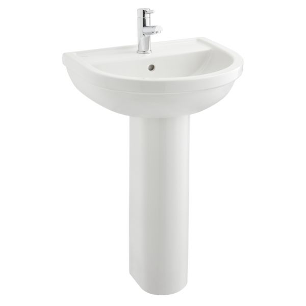 Kartell Milton 575 x 470mm One Tap Hole Basin and Pedestal