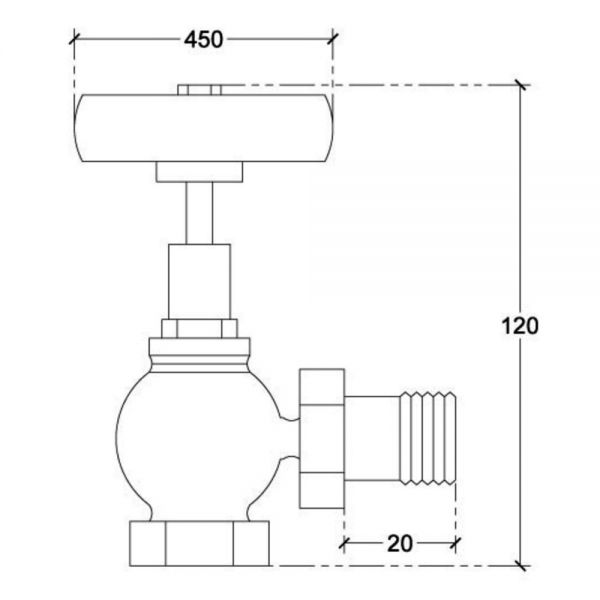 JTP Chrome Angled Manual Radiator Valves with Wooden Handle #2