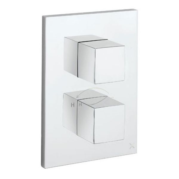 Crosswater Water Square Crossbox Chrome Two Outlet Thermostatic Shower Valve