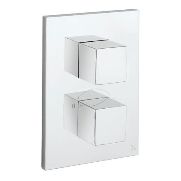 Crosswater Water Square Crossbox Chrome Two Outlet Thermostatic Shower Valve