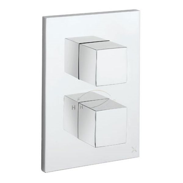 Crosswater Water Square Crossbox Chrome Three Outlet Thermostatic Shower Valve