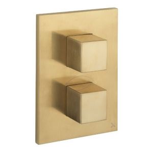 Crosswater Water Square Crossbox Brushed Brass Three Outlet Thermostatic Shower Valve