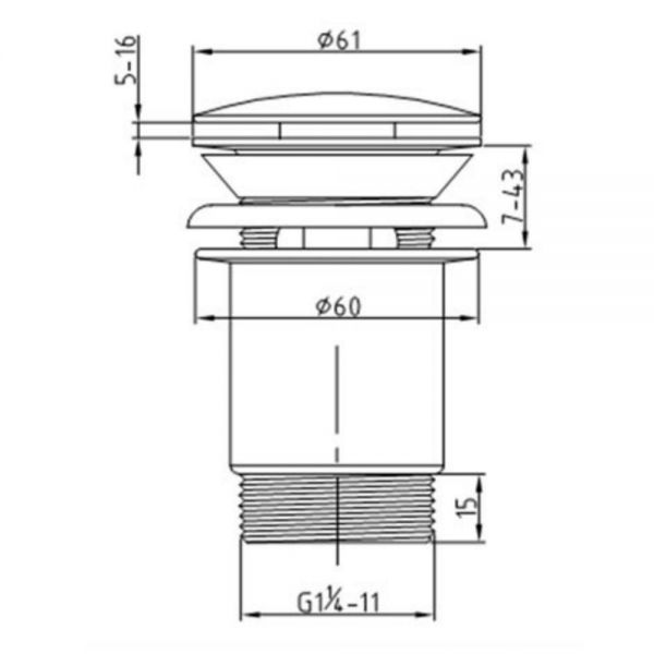 JTP Chrome Slotted Click Clack Basin Waste with White Top #2