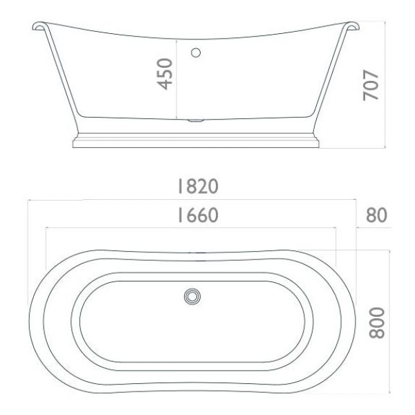 Waters Baths Darcy 1820mm Freestanding Boat Bath #9