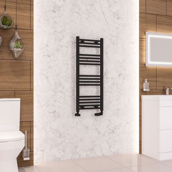 Eastbrook Wendover 1000 x 400 Straight Matt Black Towel Rail #2