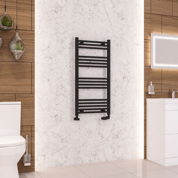 Eastbrook Wendover 1000 x 500 Straight Matt Black Towel Rail #2