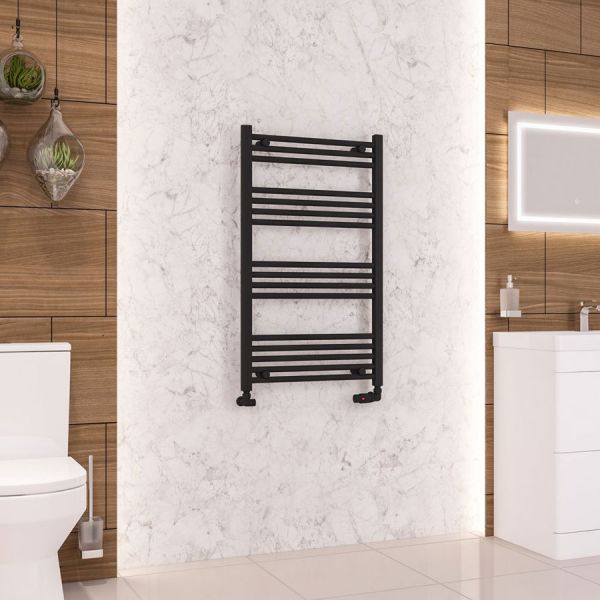 Eastbrook Wendover 1000 x 600 Straight Matt Black Towel Rail #2