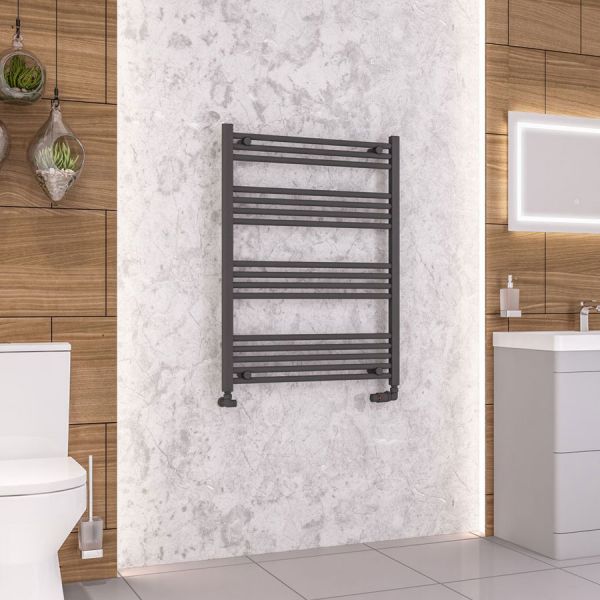 Eastbrook Wendover 1000 x 750 Straight Matt Anthracite Towel Rail #2