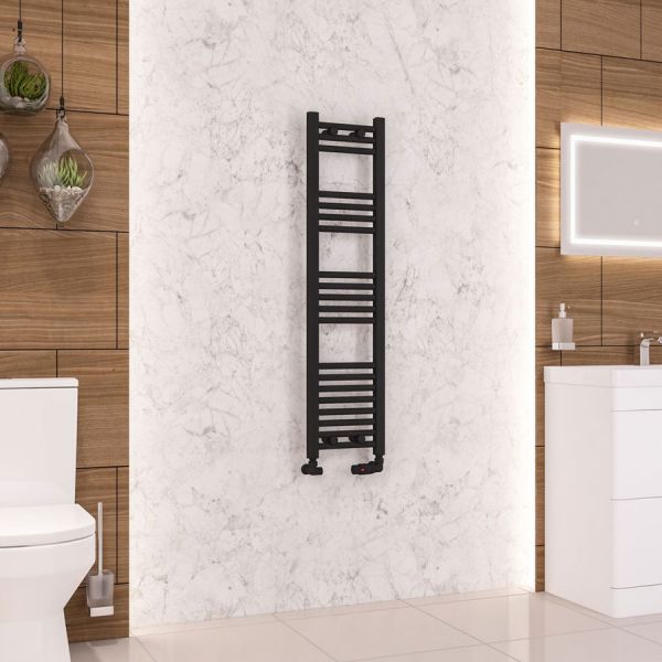 Eastbrook Wendover 1200 x 300 Straight Matt Black Towel Rail #2