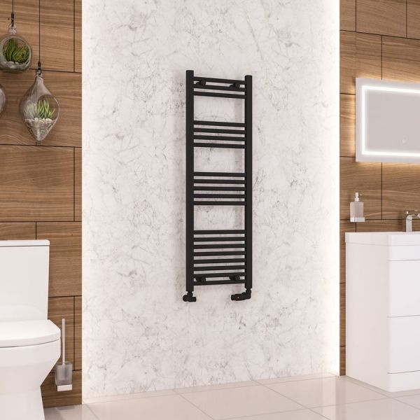 Eastbrook Wendover 1200 x 400 Straight Matt Black Towel Rail #2