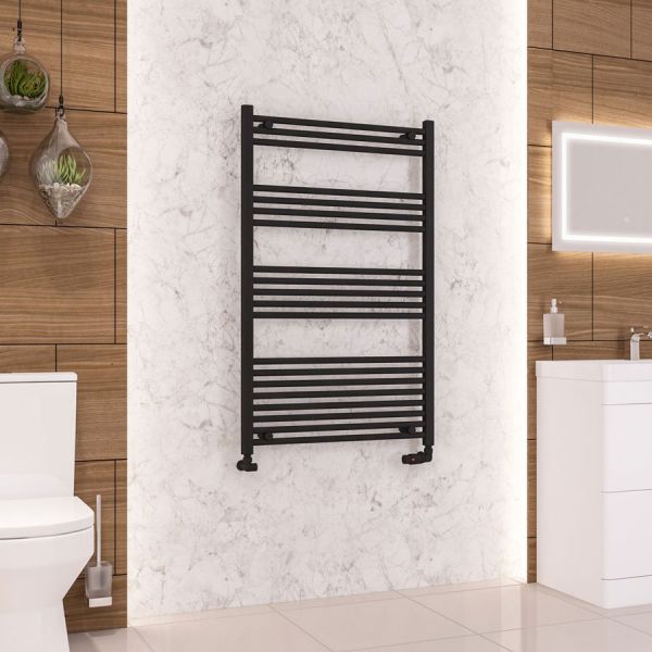 Eastbrook Wendover 1200 x 750 Straight Matt Black Towel Rail #2