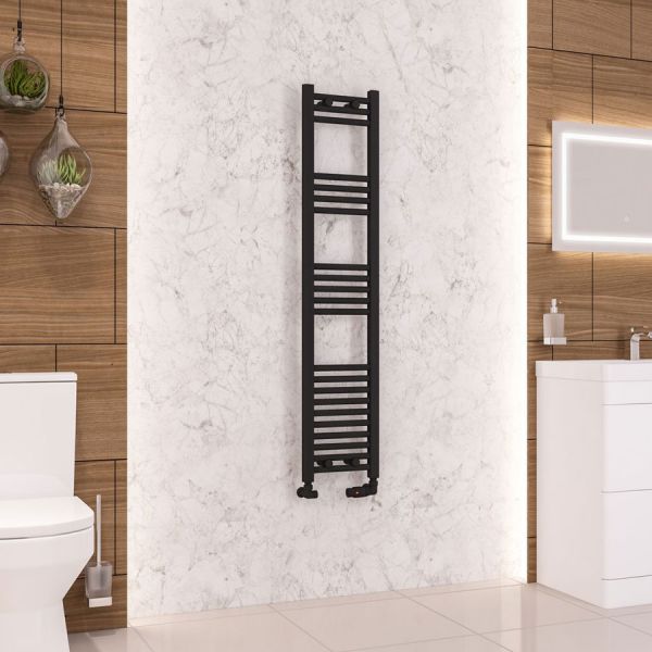 Eastbrook Wendover 1400 x 300 Straight Matt Black Towel Rail #2