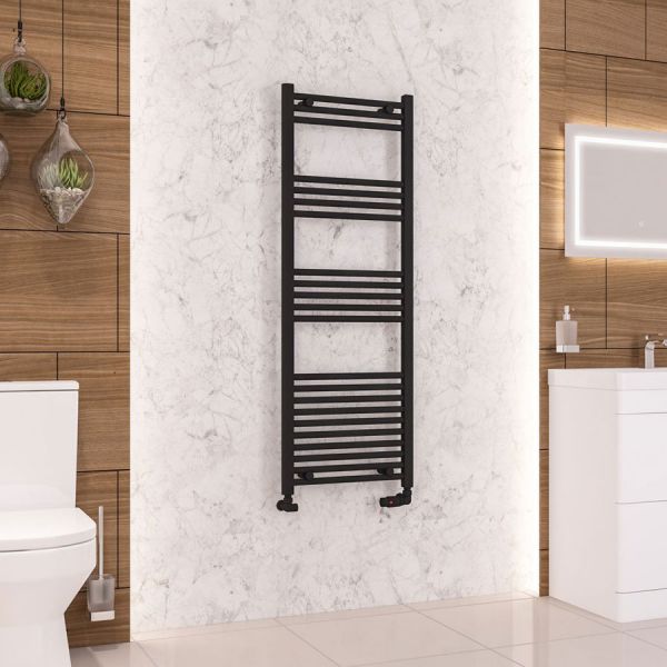 Eastbrook Wendover 1400 x 500 Straight Matt Black Towel Rail #2
